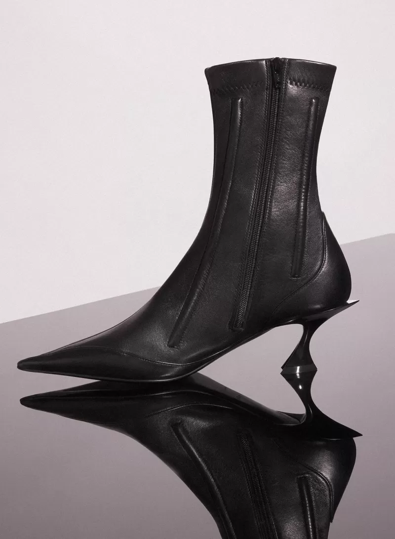 Flash Sale MUGLER black boned leather fang 55 ankle boots