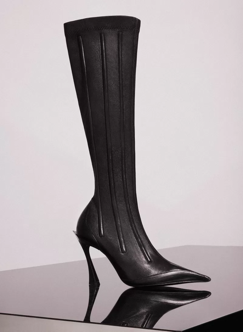 Hot MUGLER black boned leather fang 95 boots