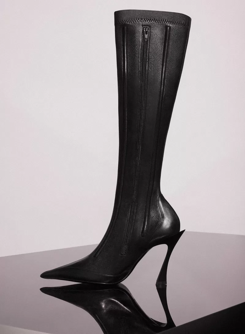 Hot MUGLER black boned leather fang 95 boots