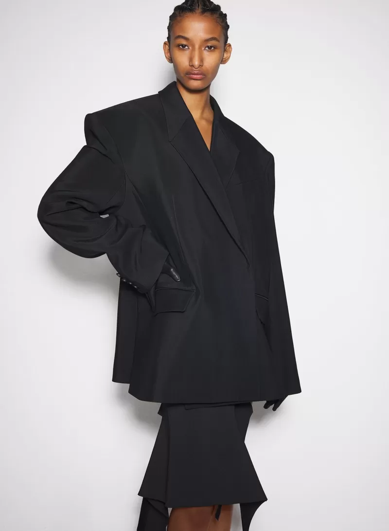 Cheap MUGLER black buckled oversized jacket