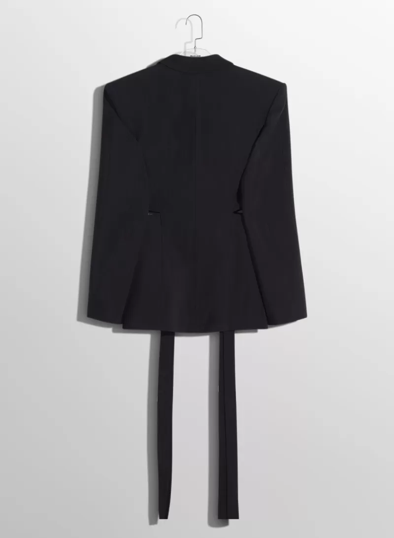 Online MUGLER black buckled tailored wool jacket