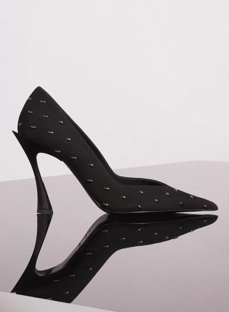 Sale MUGLER black embellished leather fang 95 pump