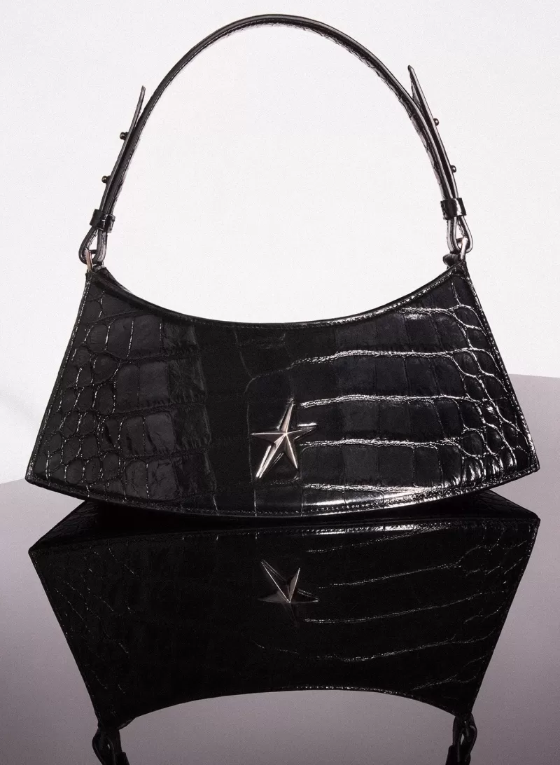 Clearance MUGLER black embossed crocodile zenith bag