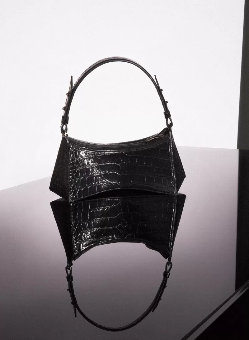 Clearance MUGLER black embossed crocodile zenith bag