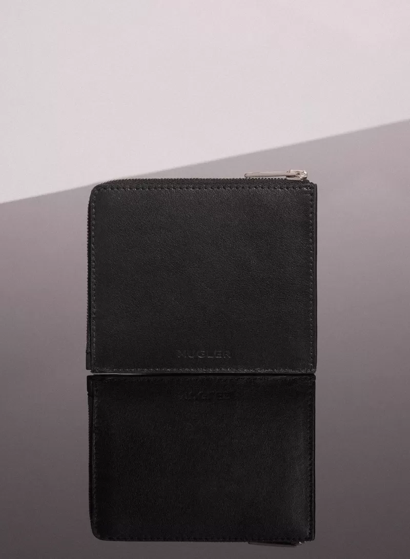 Outlet MUGLER black embossed spiral wallet