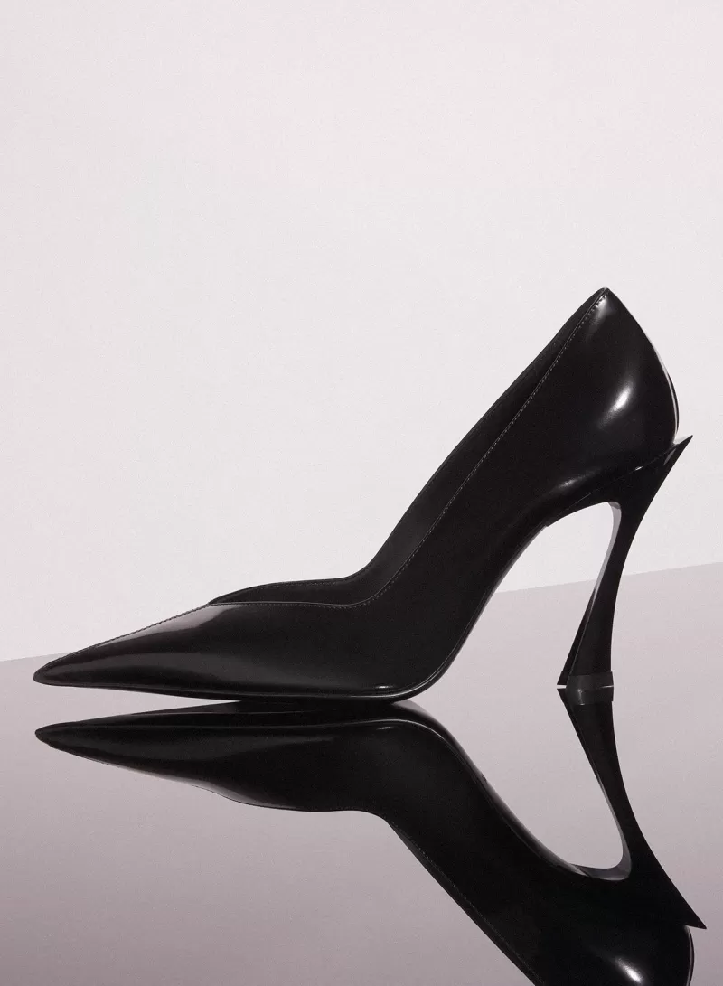 Outlet MUGLER black leather classic fang 95 pump