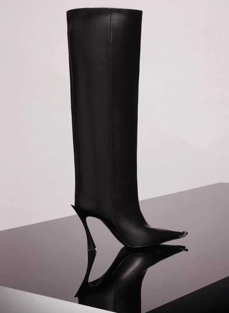 Sale MUGLER black leather piercing fang 95 boots