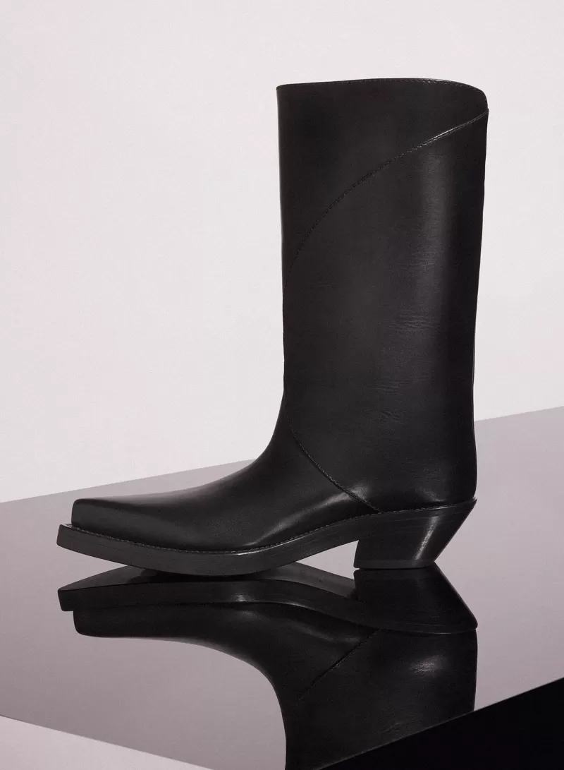 Discount MUGLER black leather santiag boots