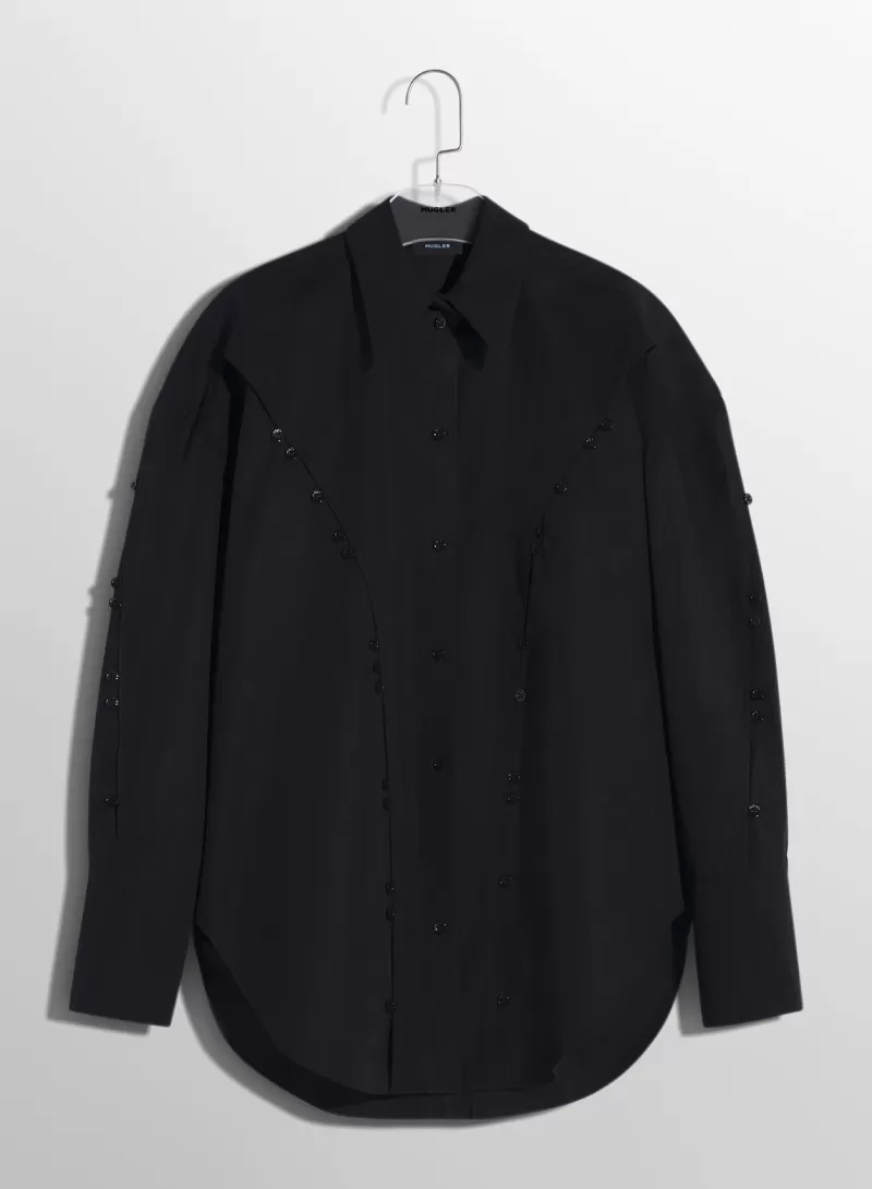 Sale MUGLER black poplin button shirt