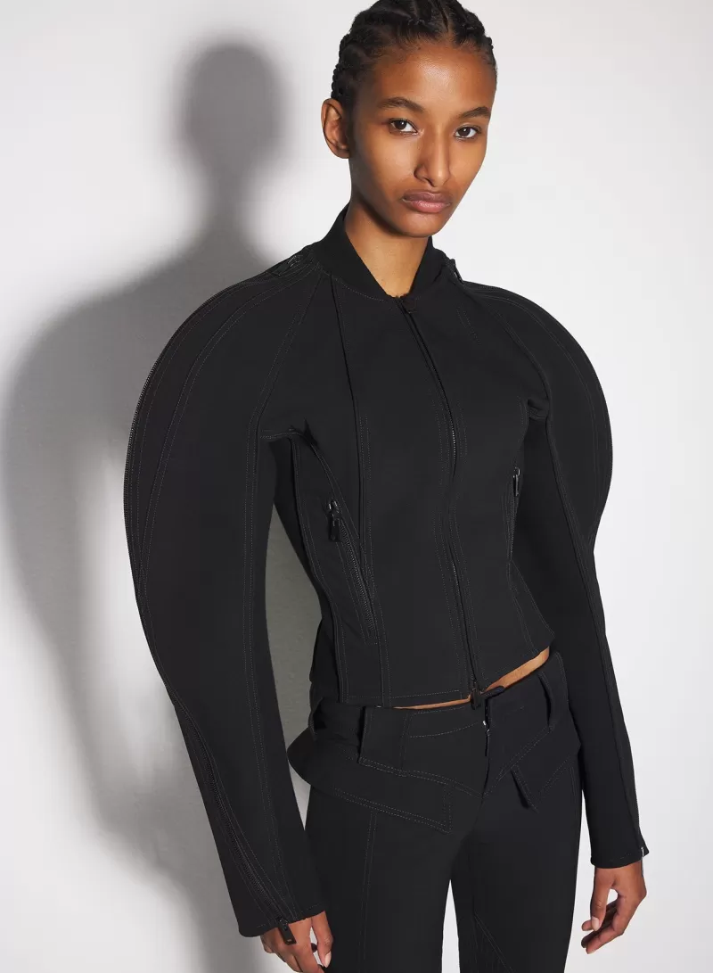 Best MUGLER black sculptured scuba jacket