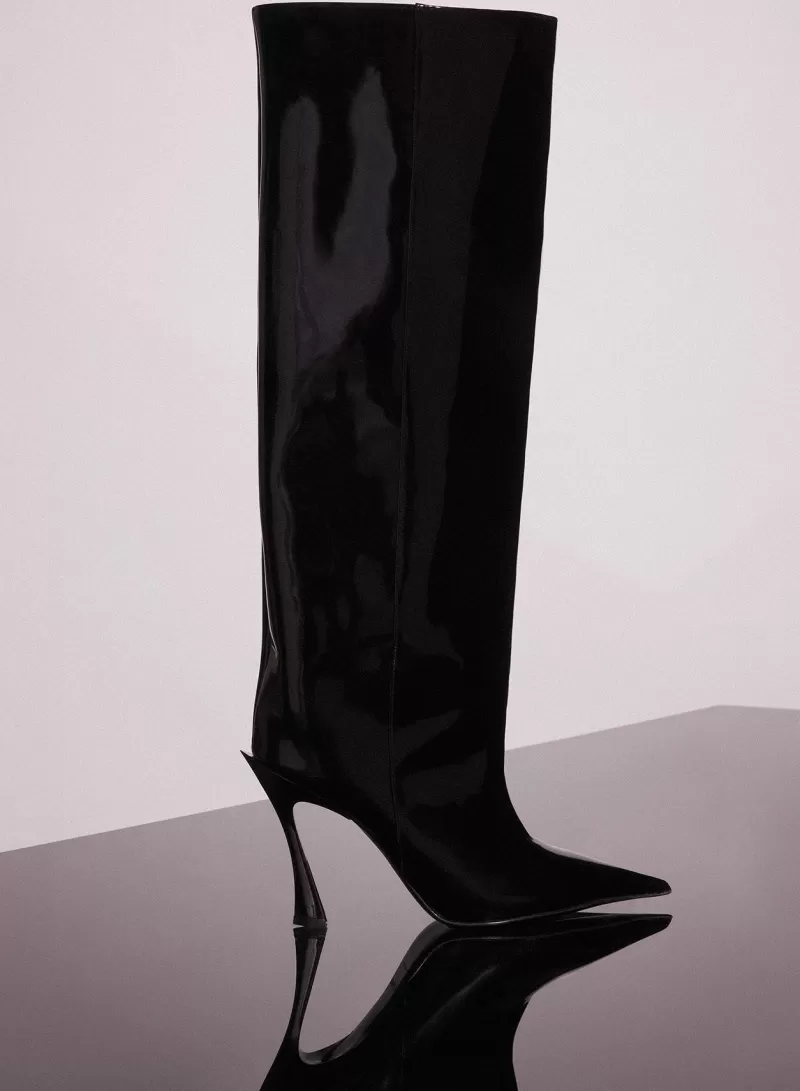 Sale MUGLER black shiny leather fang 95 boots