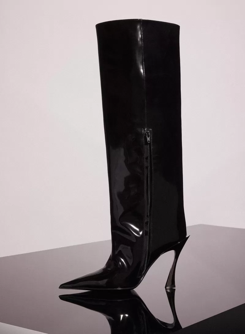 Sale MUGLER black shiny leather fang 95 boots