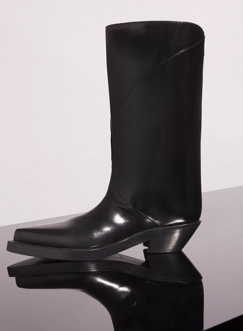 Sale MUGLER black shiny leather santiag boots