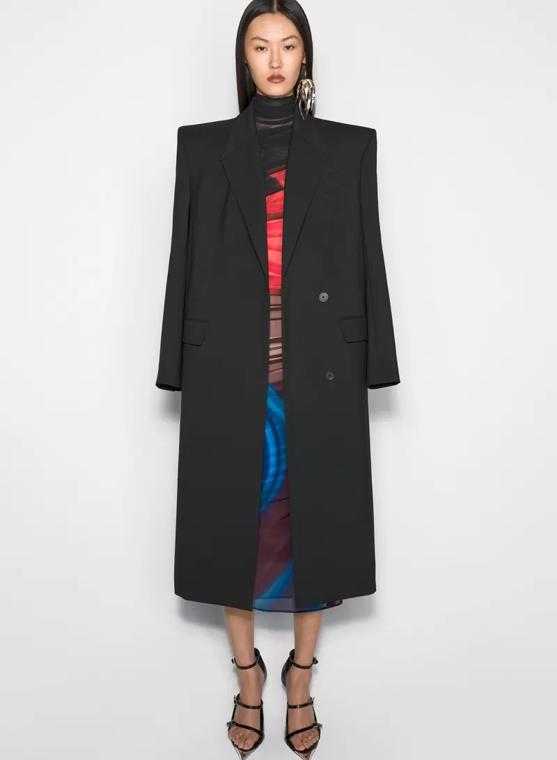 Outlet MUGLER black single-breasted wool coat