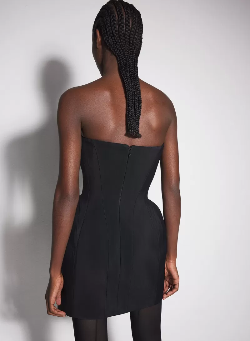 Online MUGLER black slitted tailored bustier dress