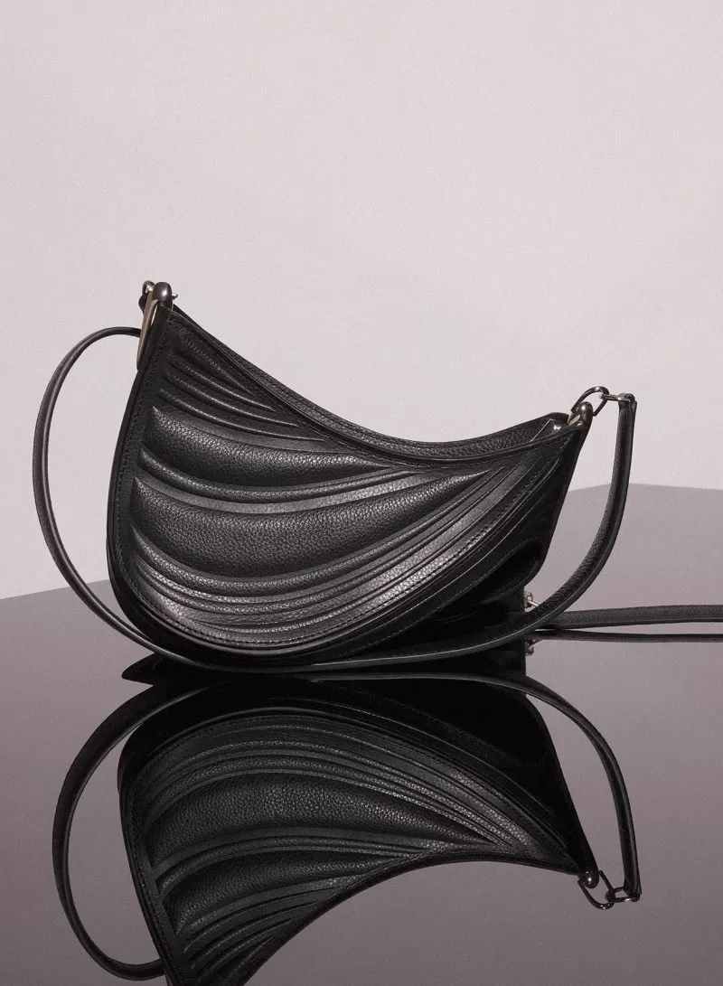 Hot MUGLER black small embossed spiral curve 01