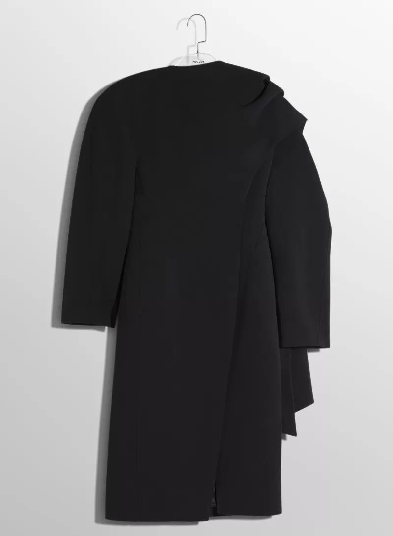 Clearance MUGLER black wool scarf coat