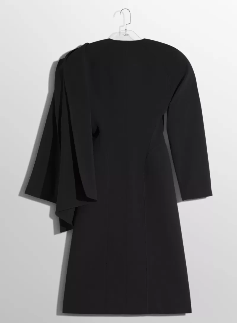 Clearance MUGLER black wool scarf coat