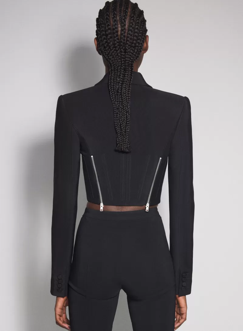 Online MUGLER black zipped wool jacket