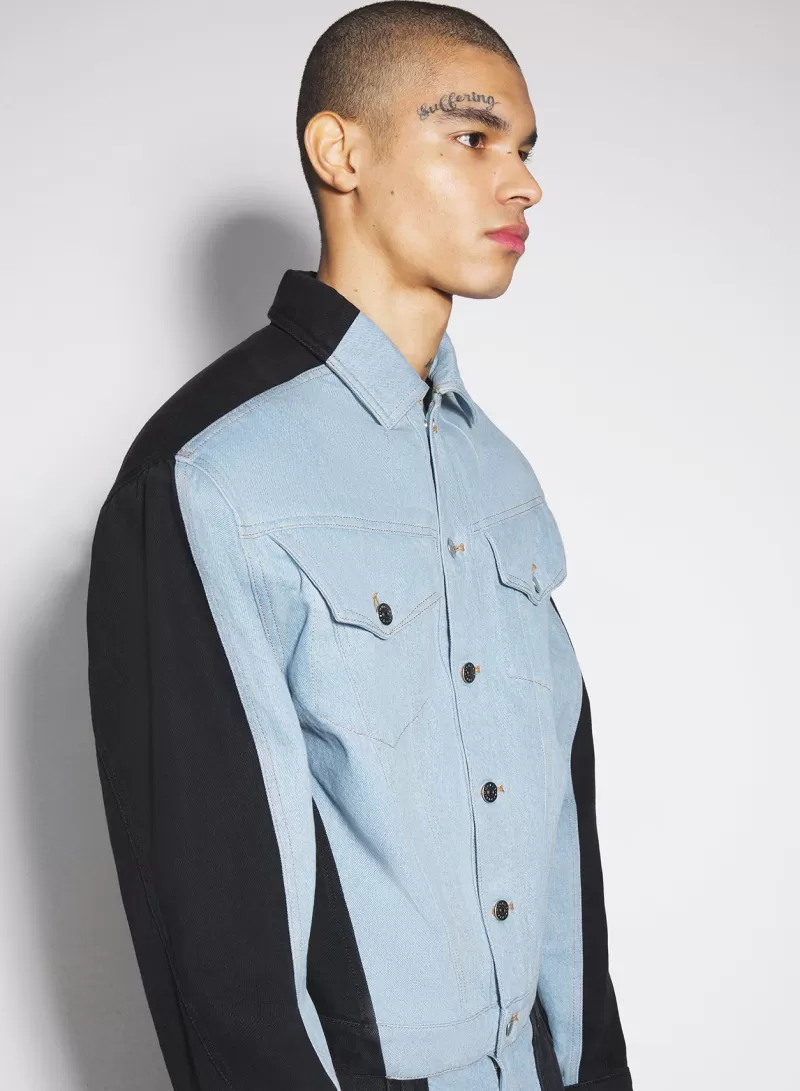 Best MUGLER blue bi-color denim jacket