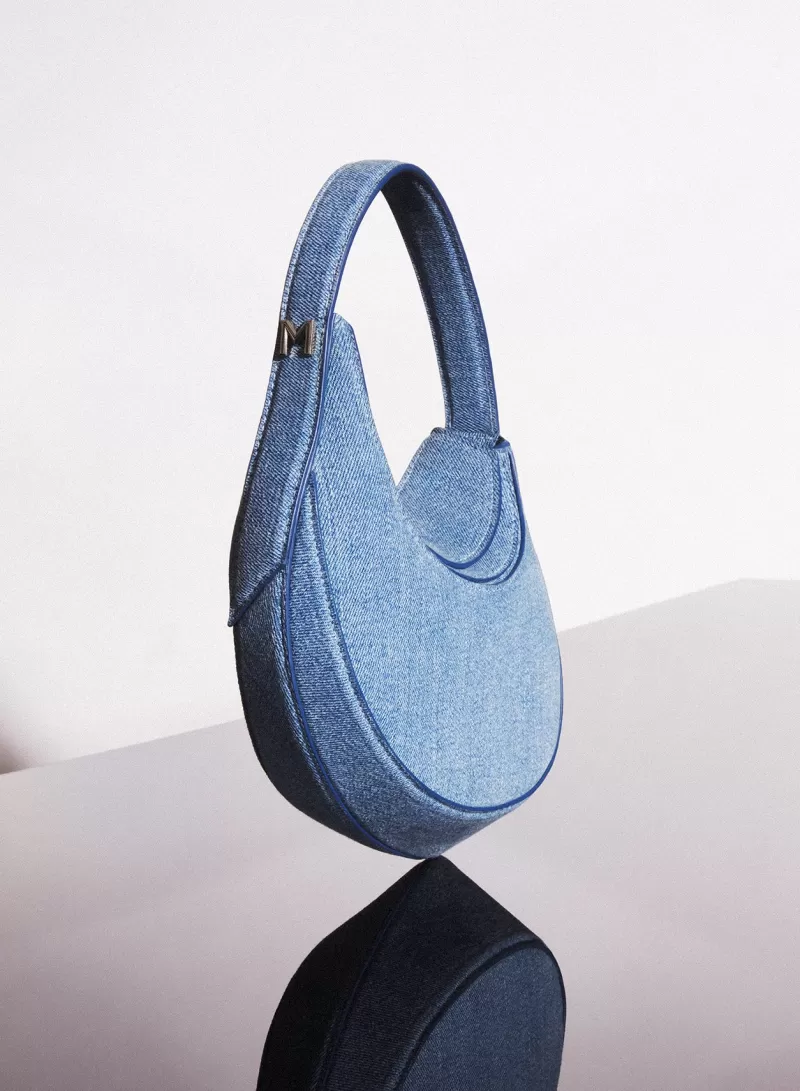 Hot MUGLER blue mini denim spiral curve 02