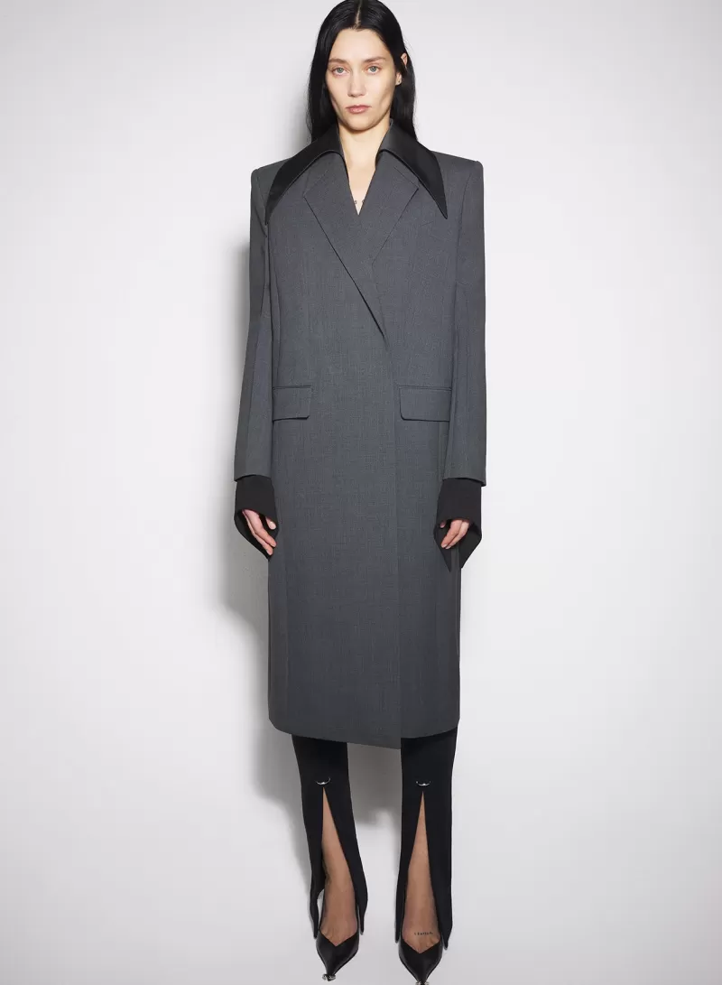 Discount MUGLER grey single-breasted wool coat