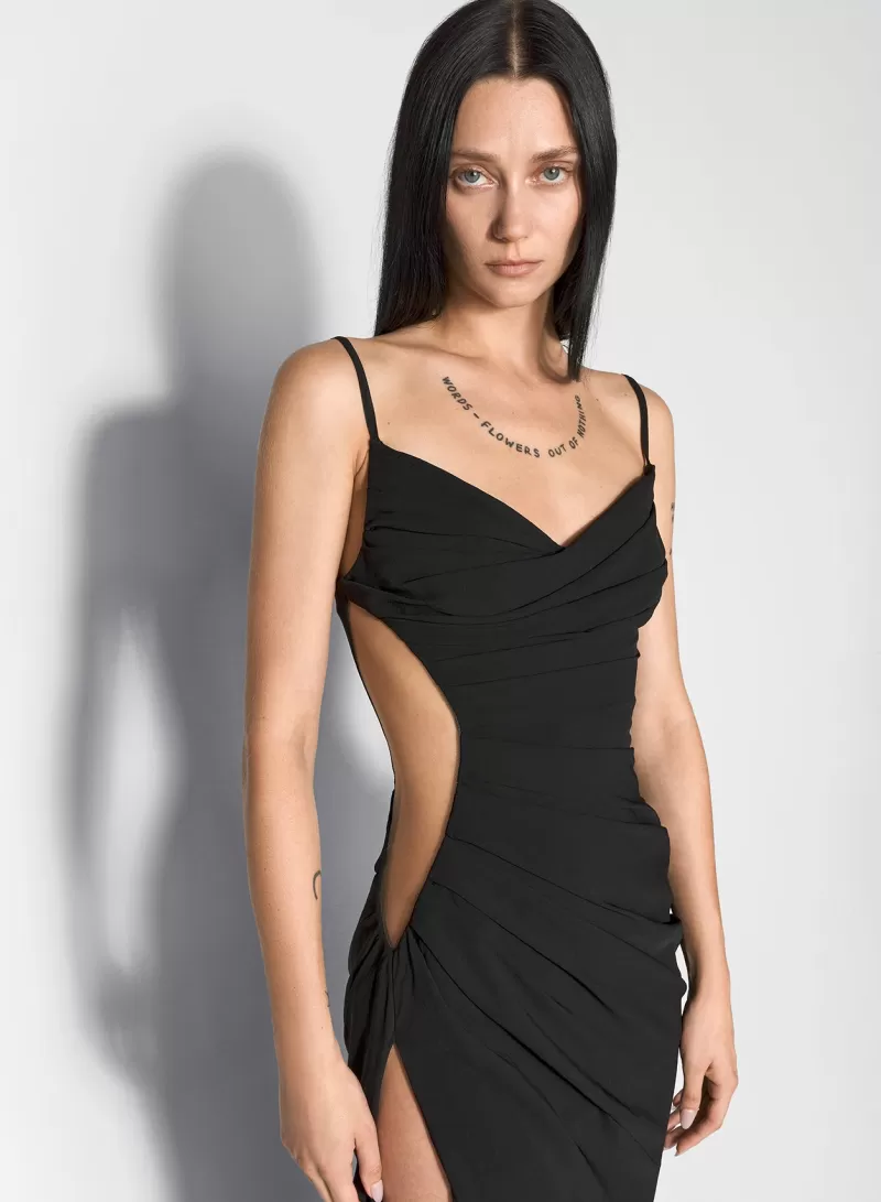 Hot MUGLER illusion cut-out draped gown