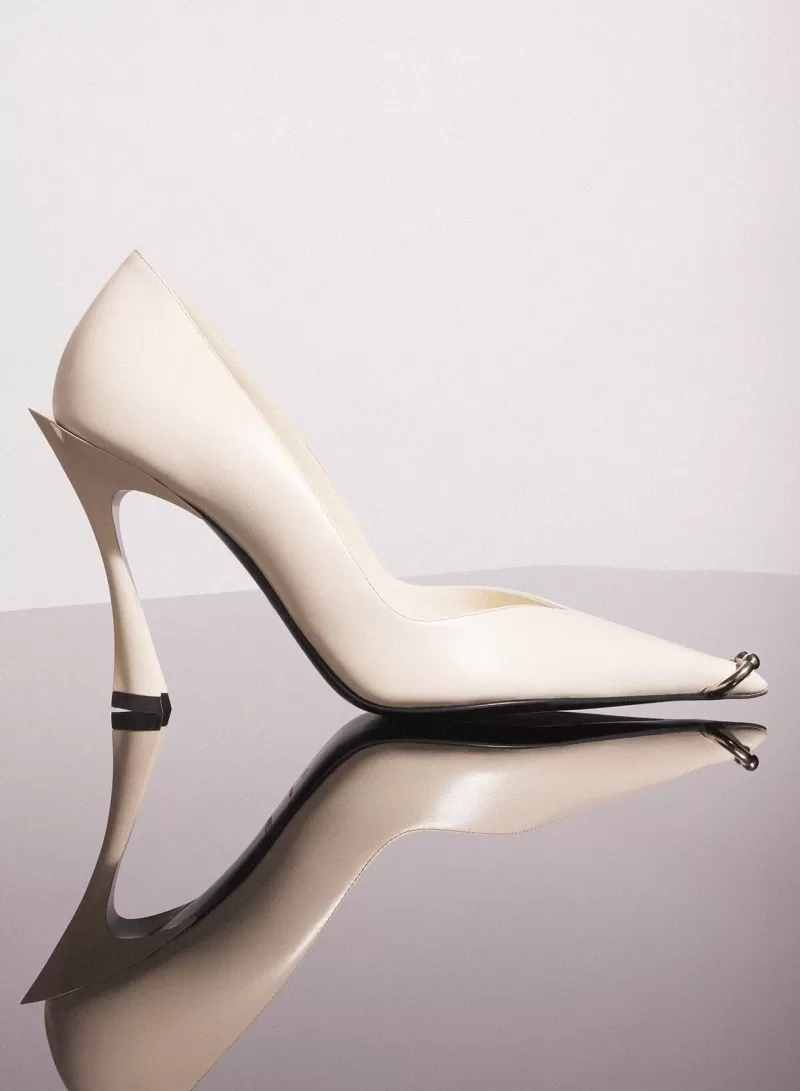 Sale MUGLER ivory leather piercing fang 95 pump