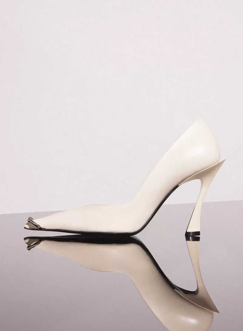 Sale MUGLER ivory leather piercing fang 95 pump