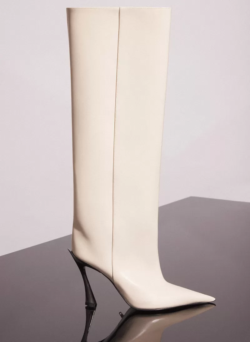 Best MUGLER ivory shiny leather fang 95 boots