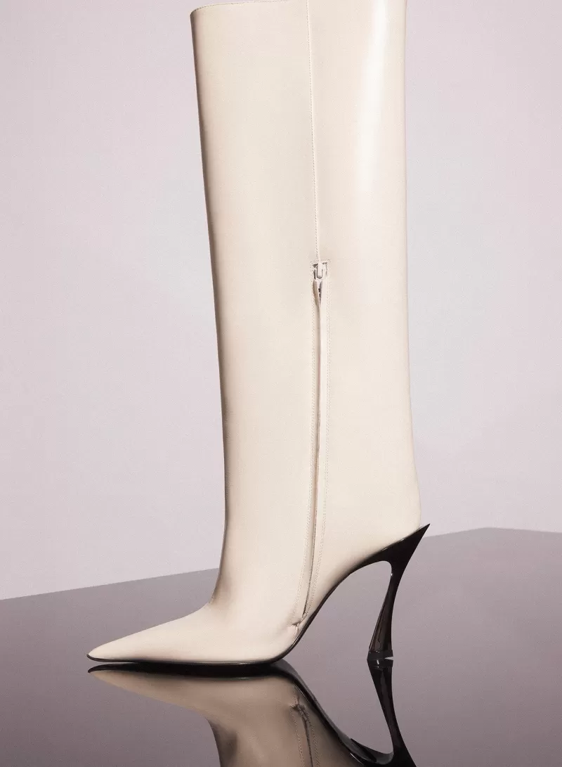 Best MUGLER ivory shiny leather fang 95 boots