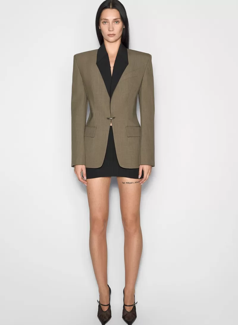 Hot MUGLER khaki and black pierced tailored jacket