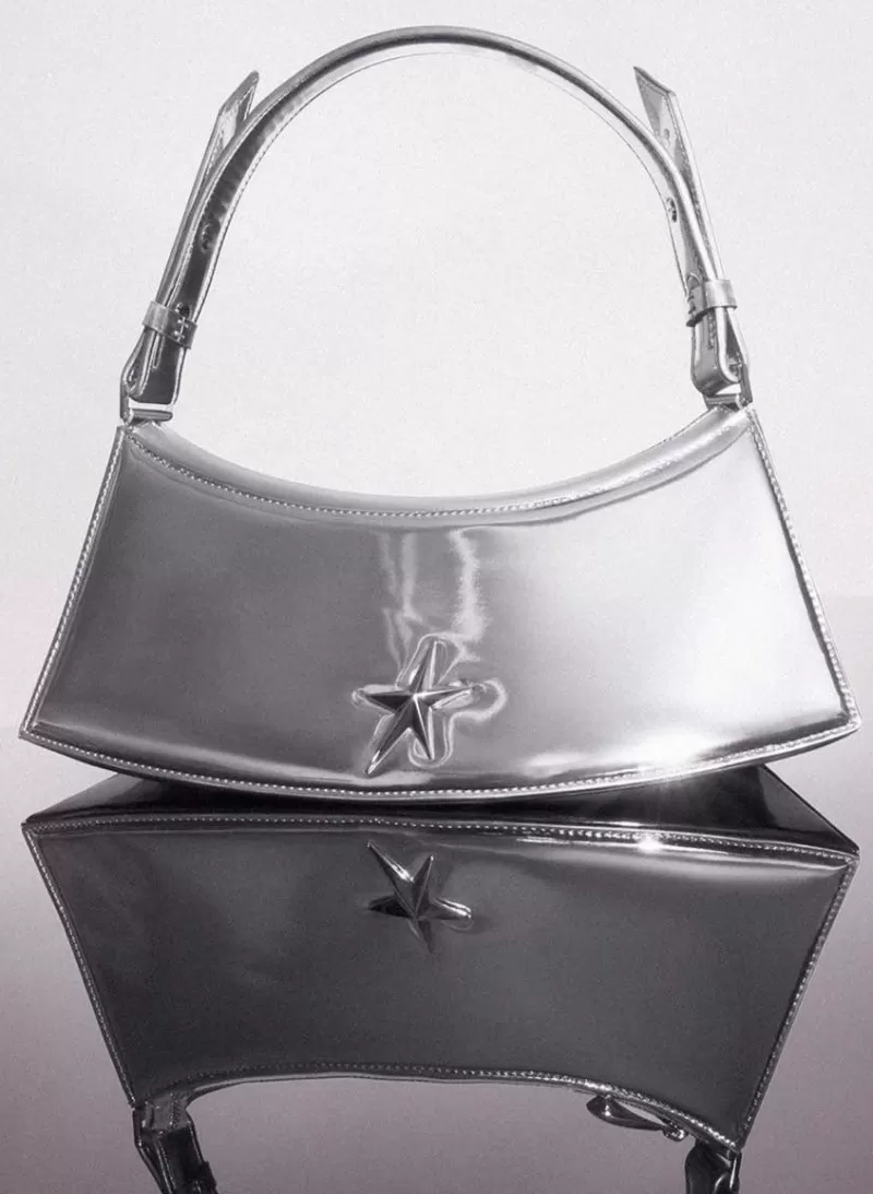 Shop MUGLER metallic silver zenith bag