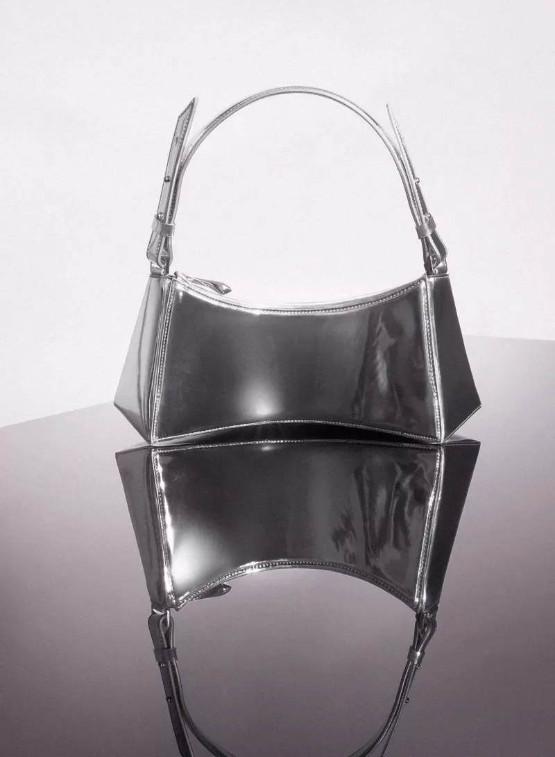 Shop MUGLER metallic silver zenith bag