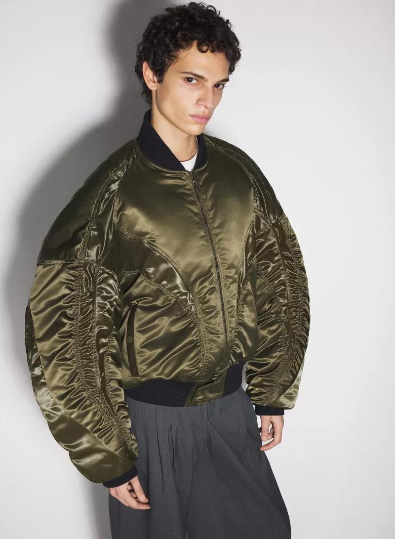 Best Sale MUGLER military green satiny bomber jacket