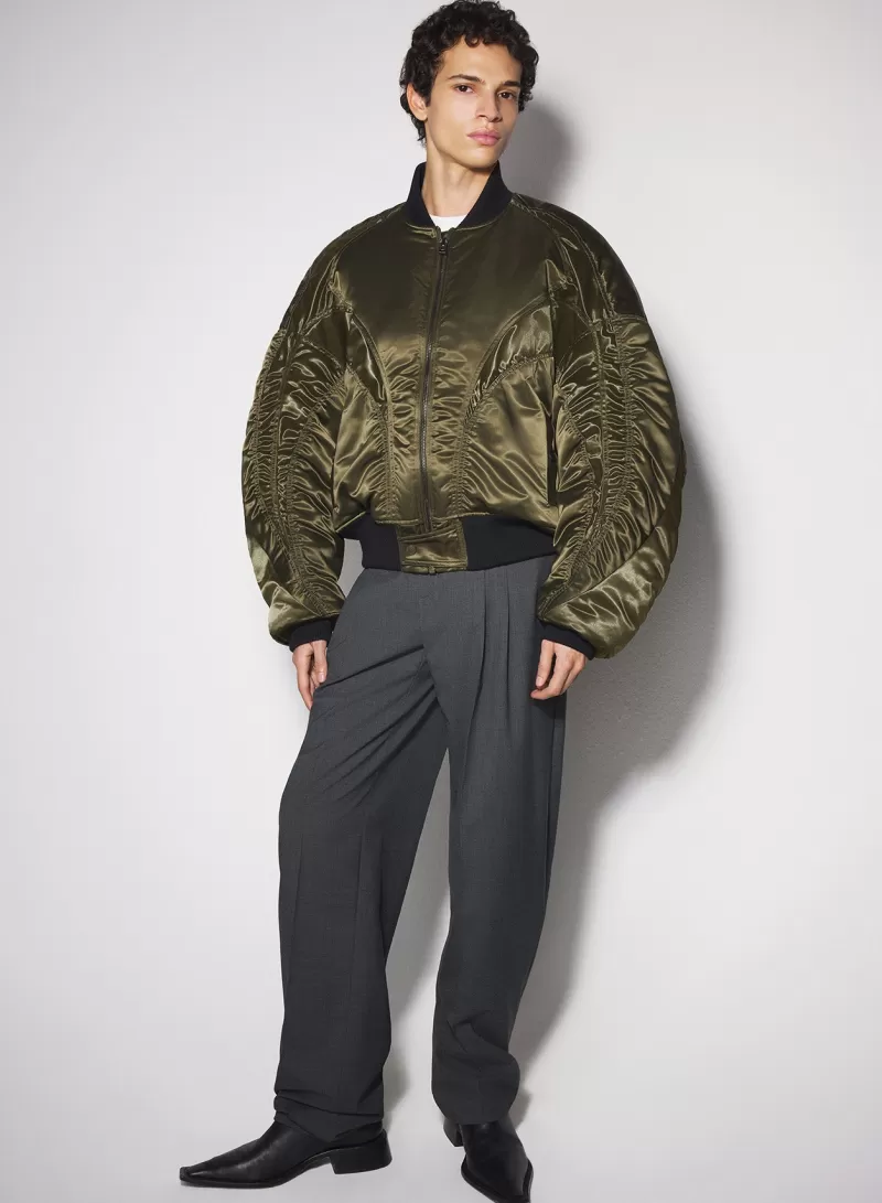 Best Sale MUGLER military green satiny bomber jacket