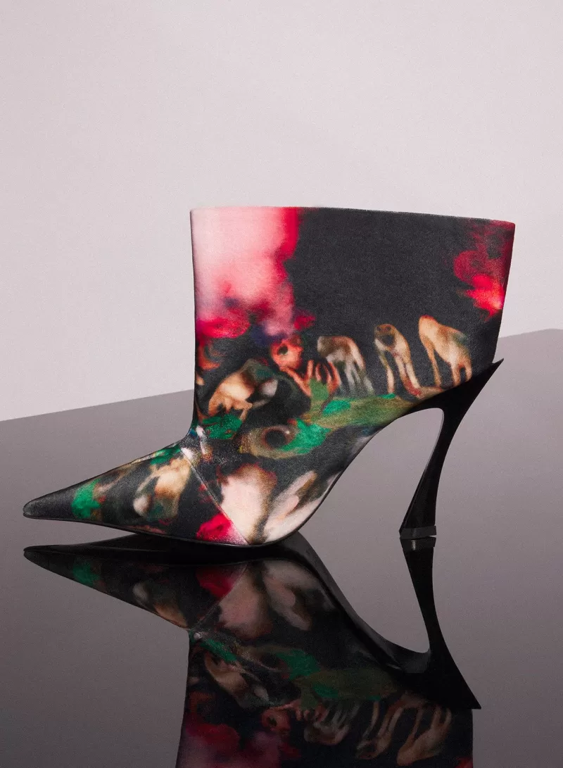 Clearance MUGLER x Ambera Wellmann printed velvet fang 95 ankle boots