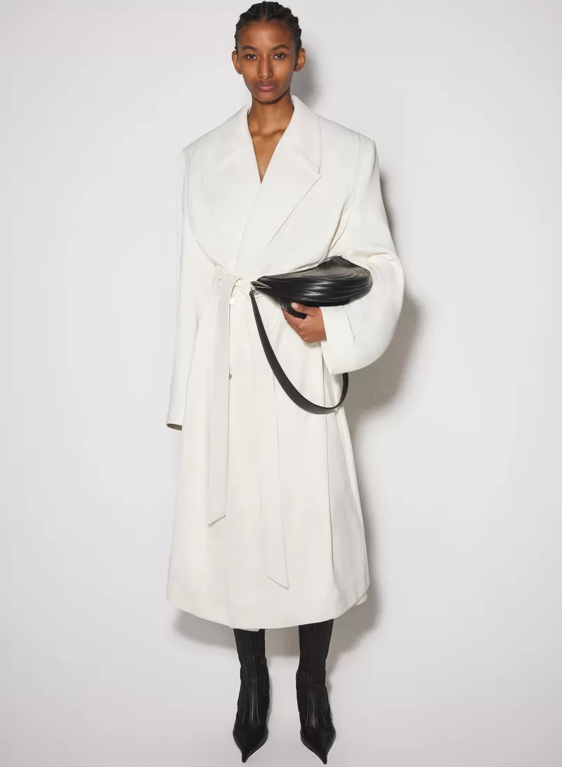 Online MUGLER off-white ribbed belted coat