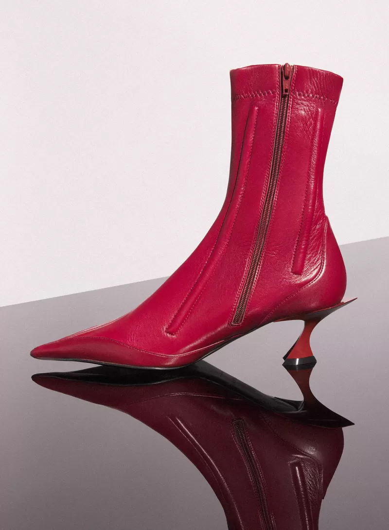 Flash Sale MUGLER red boned leather fang 55 ankle boots