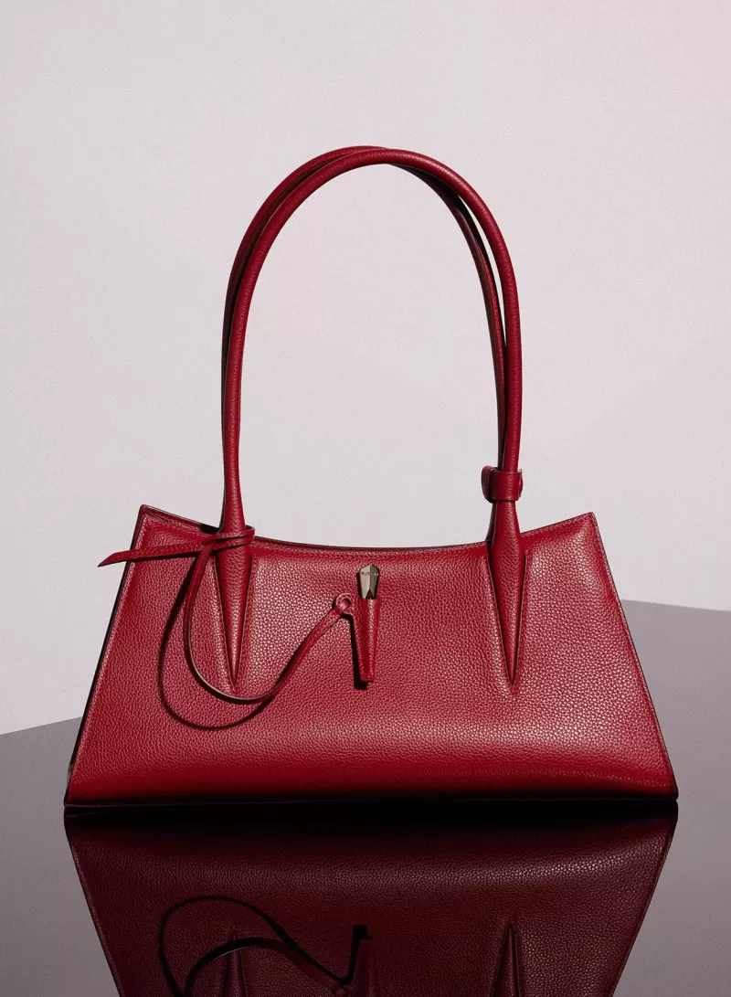 Cheap MUGLER red grained leather fang bag